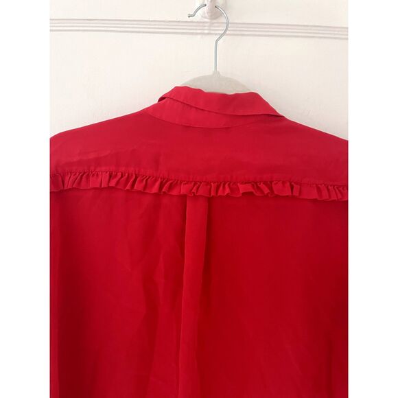 Womens Maje 100% Silk Red Callie Blouse Top Ruffle Long Sleeve Size 3 (Large) - Picture 8 of 9